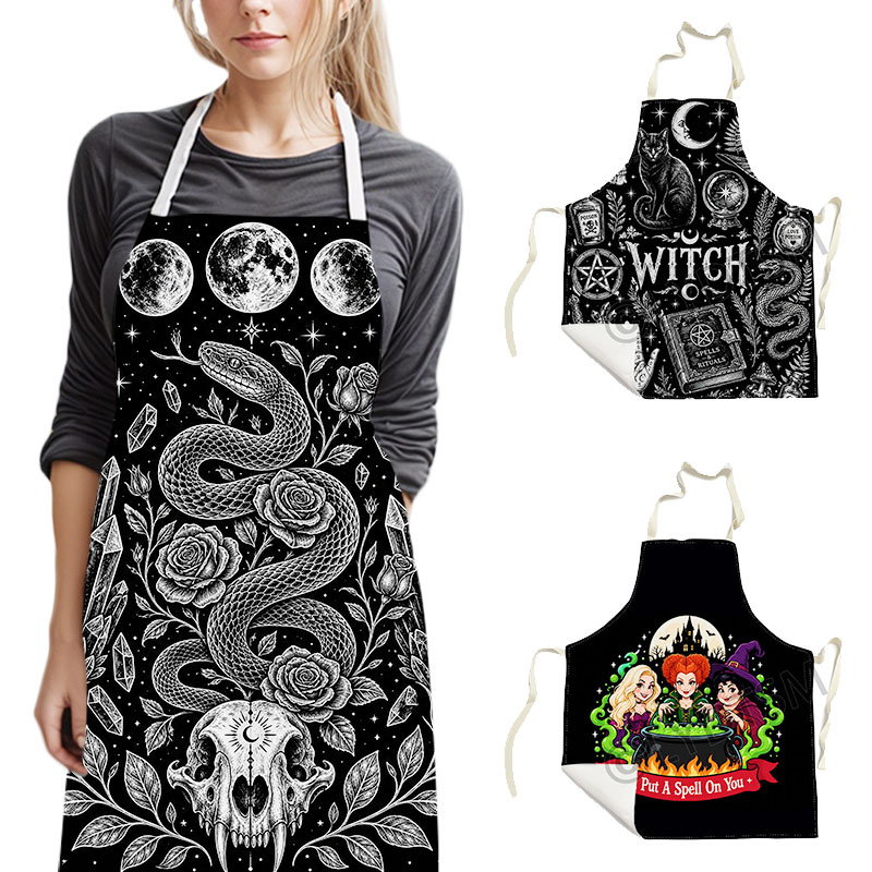 Kitchen Witch Baking - Gotycki Fartuch Wiedźminski z Motywem Okięski,